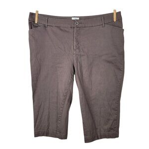 St Johns Bay Capri Pants Plus 20W 49 x 17.5 Crop Shorts Brown Canvas Womens